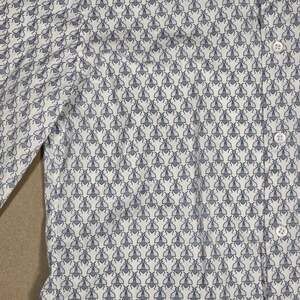 A-FRAME Slim Fit Oxford Long Sleeve Shirt Bees white blue insect cotton